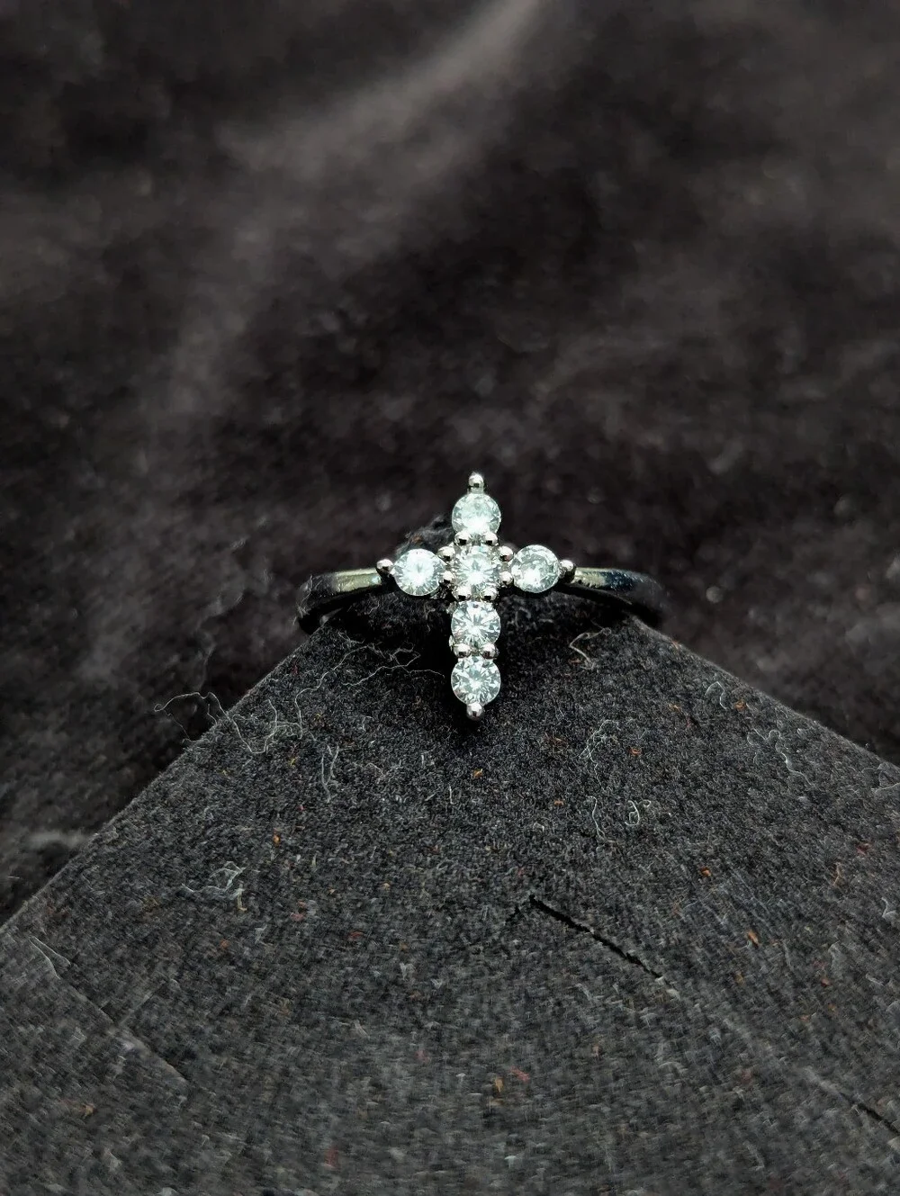 Silver Cross Cubic Zirconia Ring Christian Christmas Wedding Religious Sz 7